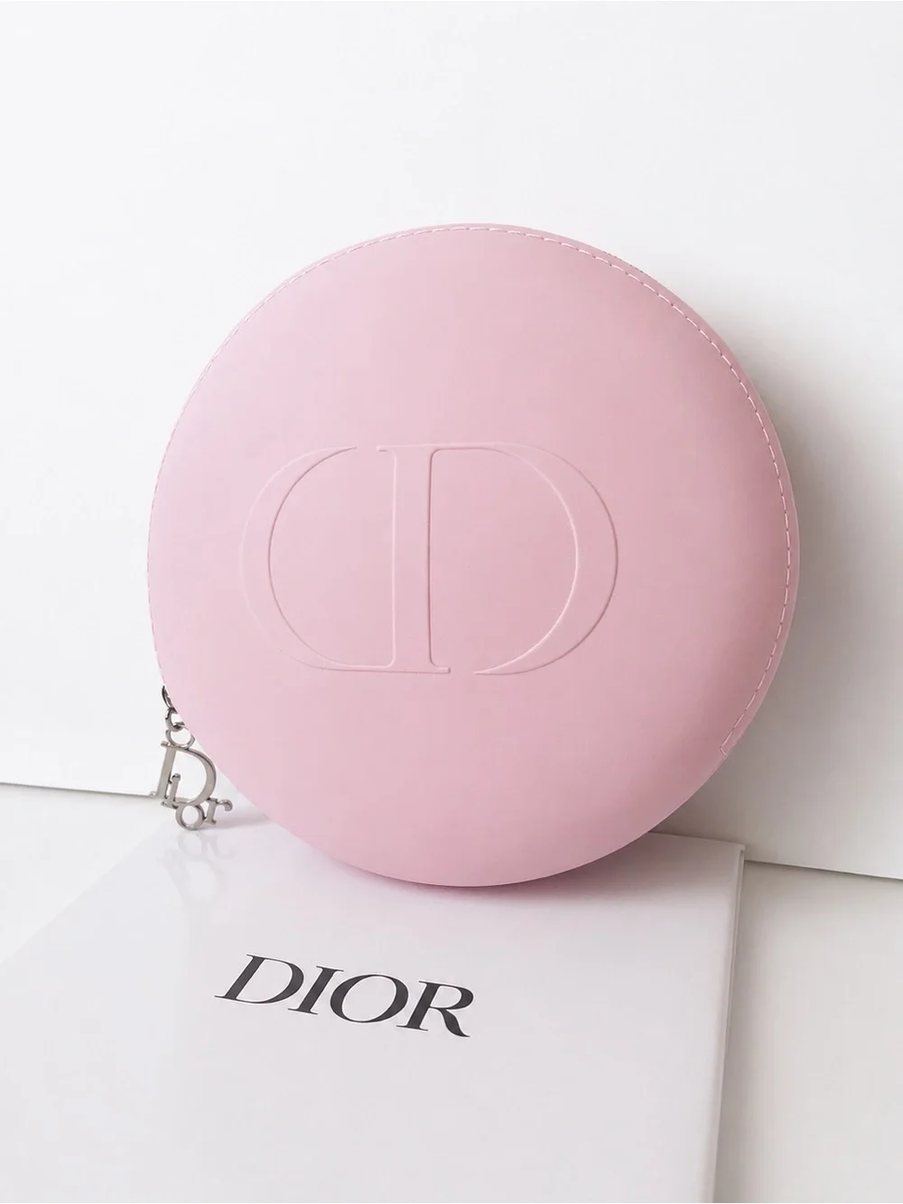 Dior Round Pink Embossed CD cosmetic Bag